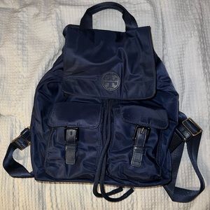 Tory Burch Navy Blue Nylon Backpack